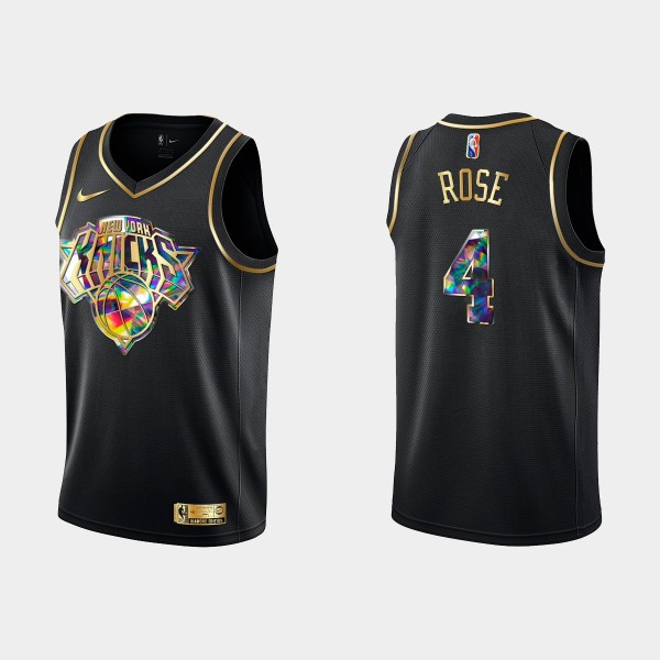 NBA New York Knicks Trikot Derrick Rose 4 Nike 2021-22 Schwarz Golden Edition 75th Anniversary Diamond Swingman - Herren NBA New York Knicks Trikot Derrick Rose 4 Nike 2021-22 Schwarz Golden Edition 75th Anniversary Diamond Swingman - Herren